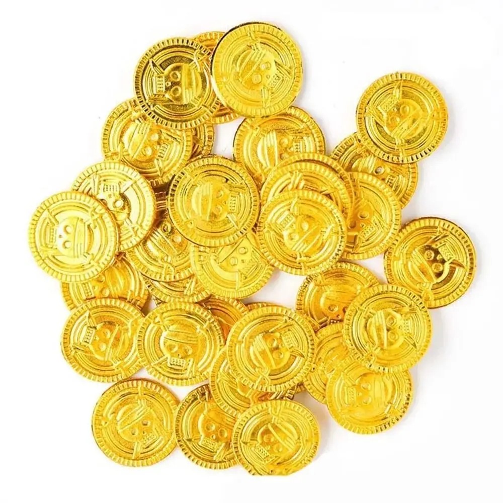 Arcade Game Coin - プラスチック海賊ゴールドコイン ゴールドシルバーゲームコイン フェイクゴールドトレジャー キッズ向けパーティーの記念品 ハロウィンゴールドコイン パーティー用品