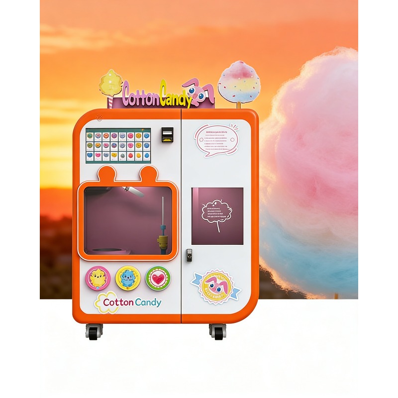 Commercial Vending Machine - 全自動綿菓子自動販売機（交換システム付き）業務用4種フレーバー砂糖製造機（モール、アーケード、店舗向け）
