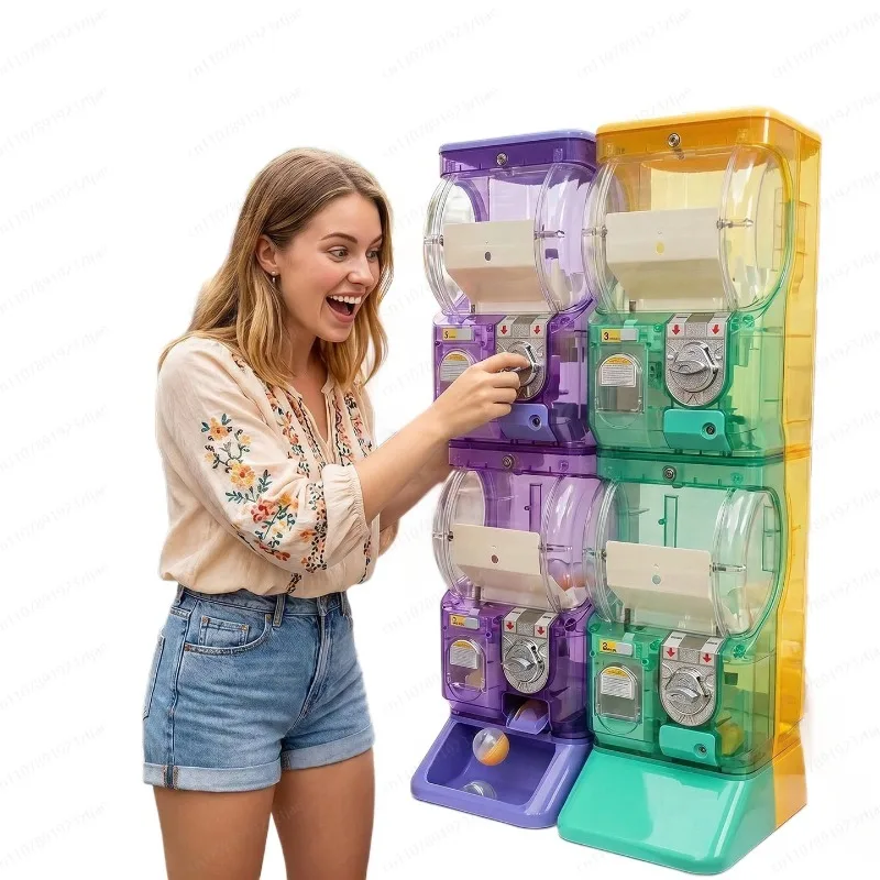 Arcade Vending & Laundry Revenue - 透明な白い二段式ガチャポンマシン、75mmガチャボール用のコイン式カプセル販売機（アーケードショップ向け）