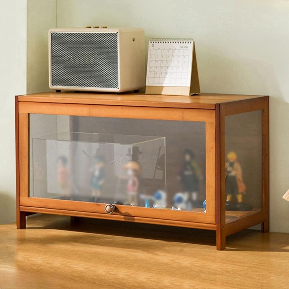 Glass Cabinet Display - アクリルガラス製キュリオキャビネット - 27.55x12.59x15.74 タウニー色のディスプレイ棚