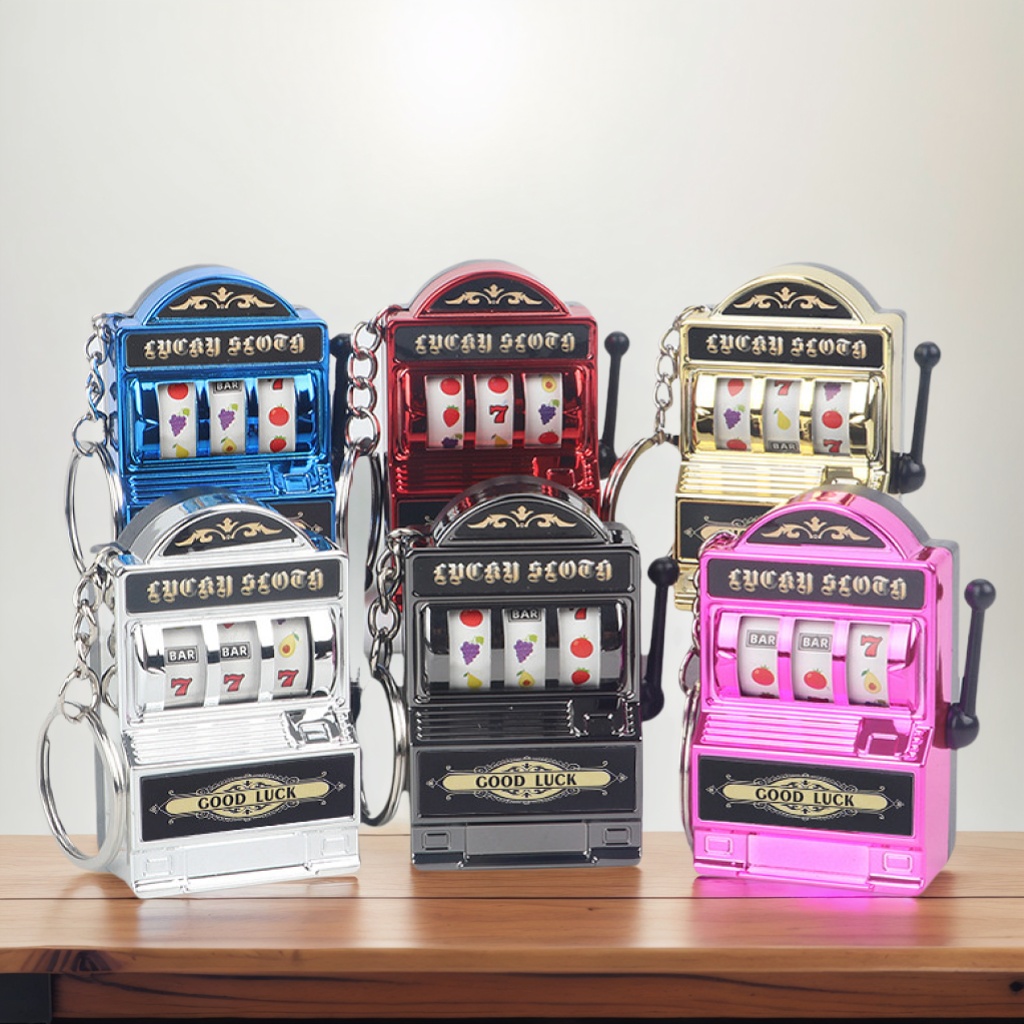Fruit Slot Machine - クリエイティブミニフルーツスロットマシンカジノラッキーチャームジャックポットキーホルダーキーチェーンペンダントスロットマシンキーホルダーノベルティギフト