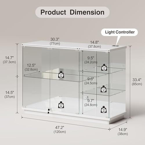 RGBガラスディスプレイキャビネット、ロック付き、ガラス棚付 - Glass Cabinet Display のレビューと価格
