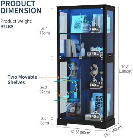 71インチディスプレイキャビネット、5段、3色ライト付き、コ - Glass Cabinet Display のレビューと価格