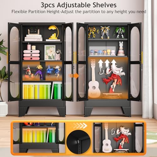 47インチ高さのガラス扉付きロック式ディスプレイキャビネット - Glass Cabinet Display のレビューと価格