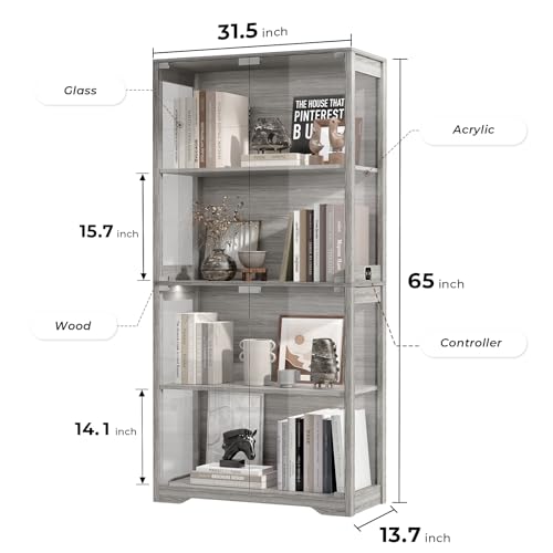 ガラス扉付きディスプレイキャビネット、4段ディスプレイケース - Glass Cabinet Display のレビューと価格