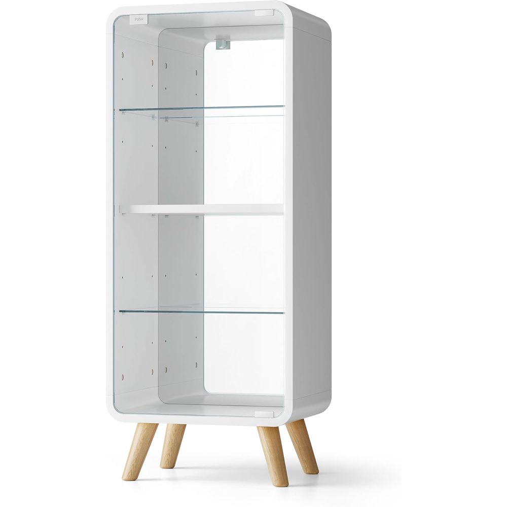 4段調節可能なガラス製ディスプレイキャビネット、ミラーバック - Glass Cabinet Display のレビューと価格