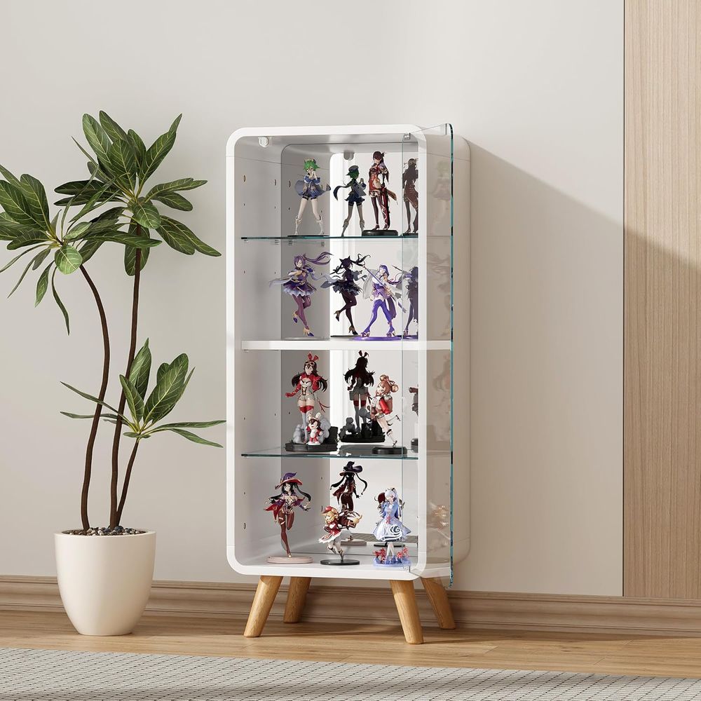 4段調節可能なガラス製ディスプレイキャビネット、ミラーバック - Glass Cabinet Display のレビューと価格