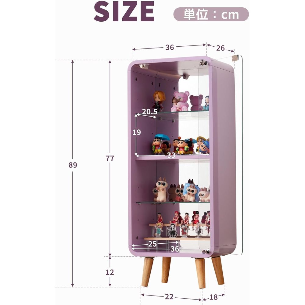 4段調節可能なガラス製ディスプレイキャビネット、ミラーバック - Glass Cabinet Display のレビューと価格