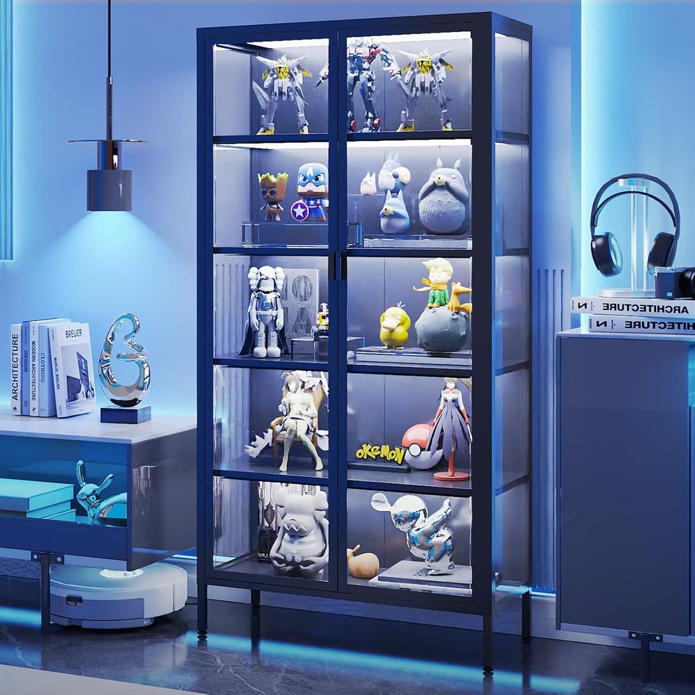 71インチ高さのガラス製ディスプレイキャビネット、LEDセン - Glass Cabinet Display のレビューと価格