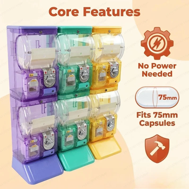 透明な白い二段式ガチャポンマシン、75mmガチャボール用のコ - Arcade Vending & Laundry Revenue のレビューと価格