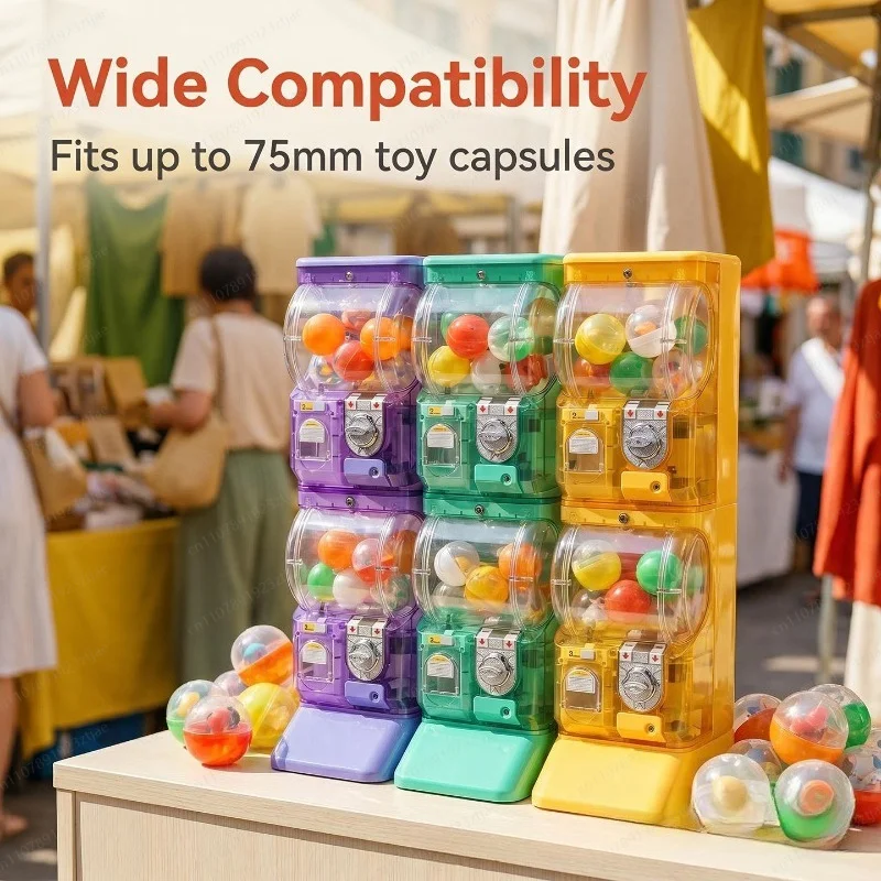 透明な白い二段式ガチャポンマシン、75mmガチャボール用のコ - Arcade Vending & Laundry Revenue のレビューと価格