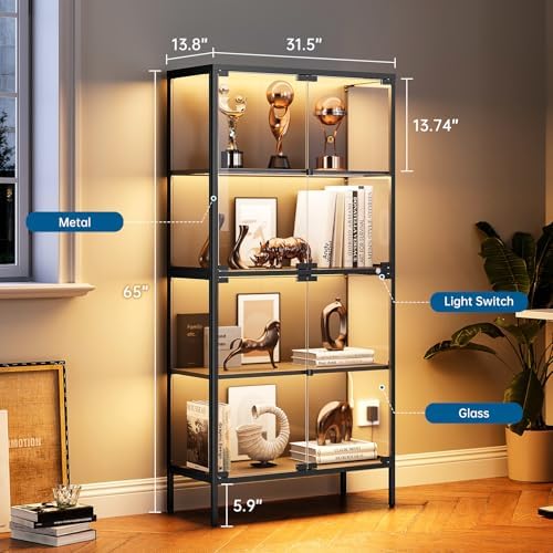 65インチガラスディスプレイキャビネット、3色LEDライト付 - Glass Cabinet Display のレビューと価格