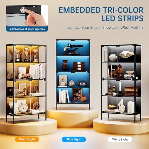 65インチガラスディスプレイキャビネット、3色LEDライト付 - Glass Cabinet Display のレビューと価格