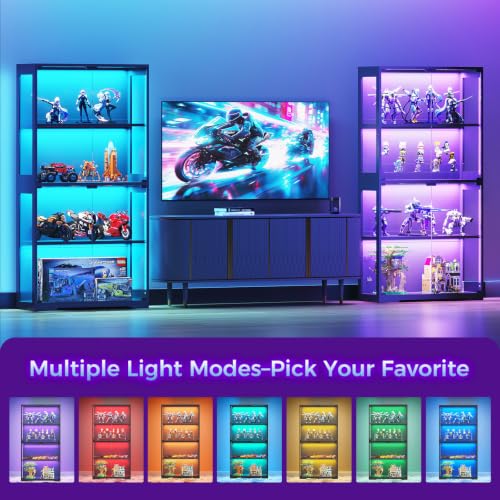 ガラス扉とRGB LEDライト付きディスプレイケース、ガラス - Glass Cabinet Display のレビューと価格