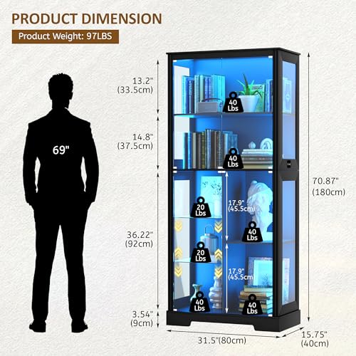 71インチのガラス製ディスプレイキャビネット、コレクション用 - Glass Cabinet Display のレビューと価格