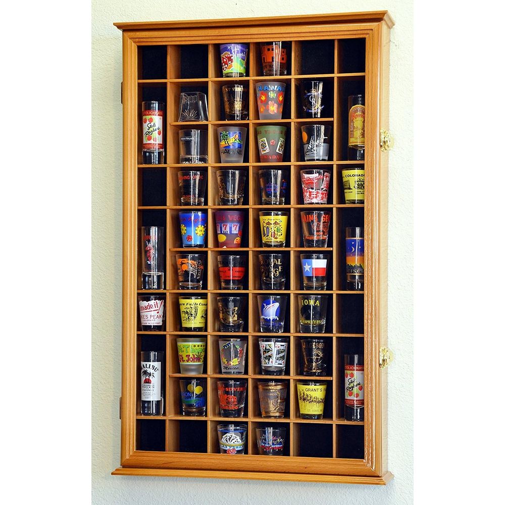 54個のショットグラス用ディスプレイケースホルダーキャビネッ - Glass Cabinet Display のレビューと価格