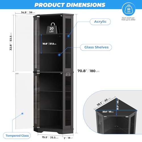 71インチの背の高いコーナーディスプレイキャビネット（LED - Glass Cabinet Display のレビューと価格