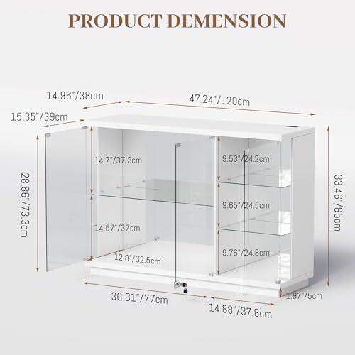 ロックとLEDライト付きガラスディスプレイキャビネット、モー - Glass Cabinet Display のレビューと価格