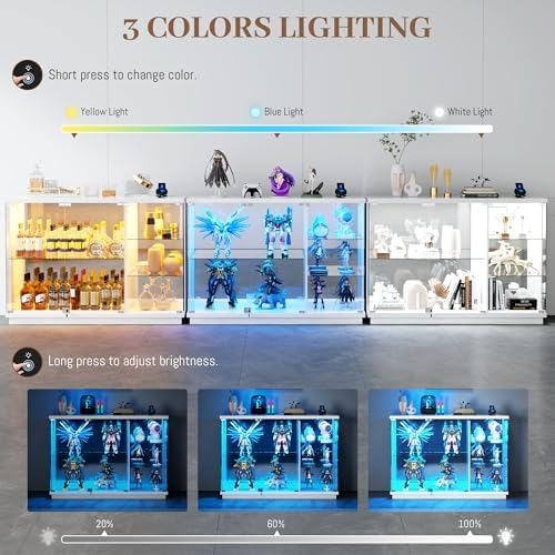 ロックとLEDライト付きガラスディスプレイキャビネット、モー - Glass Cabinet Display のレビューと価格