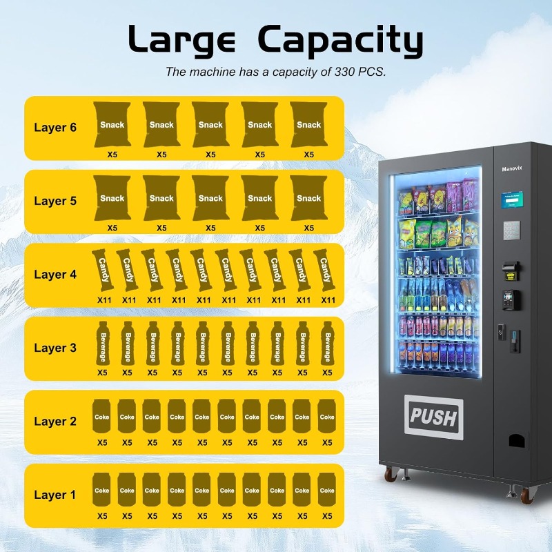 カスタマイズ可能な大型60スロットスナックドリンクコンボ商業 - Bill Acceptor Vending のレビューと価格